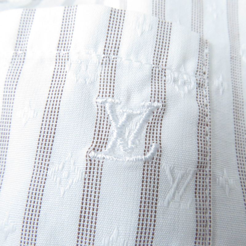 Louis Vuitton 100% Cotton Monogram Pattern LV Embroidery Long Sleeve Shirt