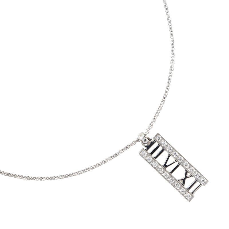 Tiffany & Co Atlas Open Bar 18kwhite Gold X Diamonds Ladies 6.6g Necklace