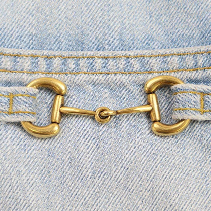 Gucci Straight Leg Horsebit Denim Pants 666799 Xdbyd Indigo 26