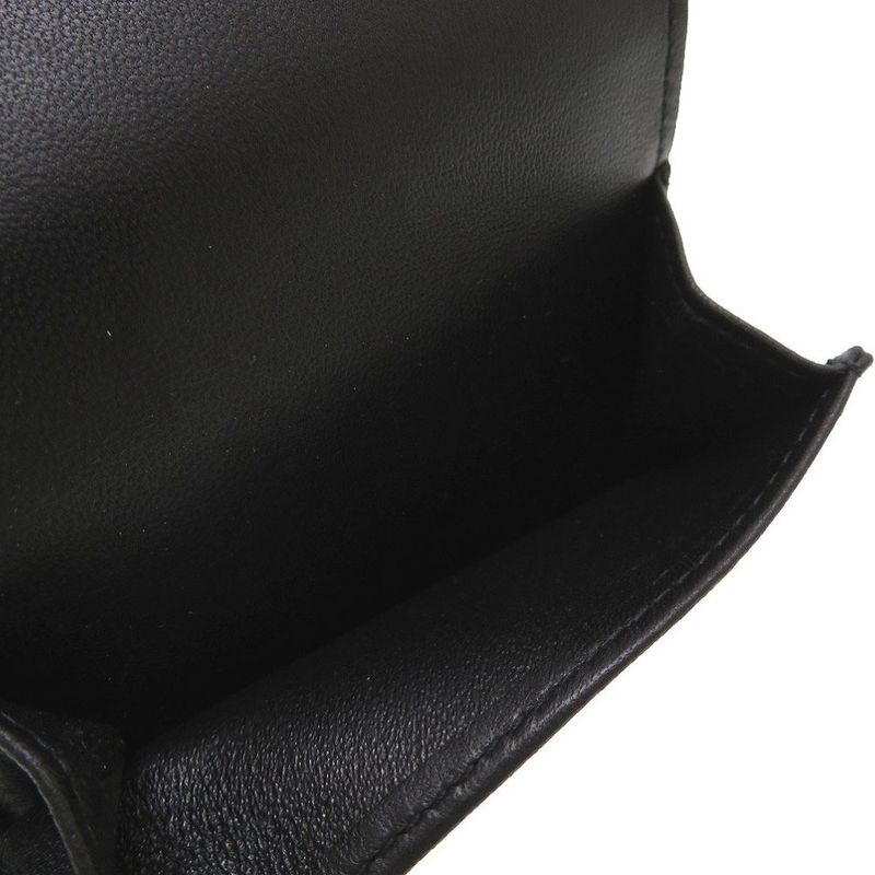 Bottega Veneta Intrecciato Compact Wallet Leather Black Trifold Wallet Purse