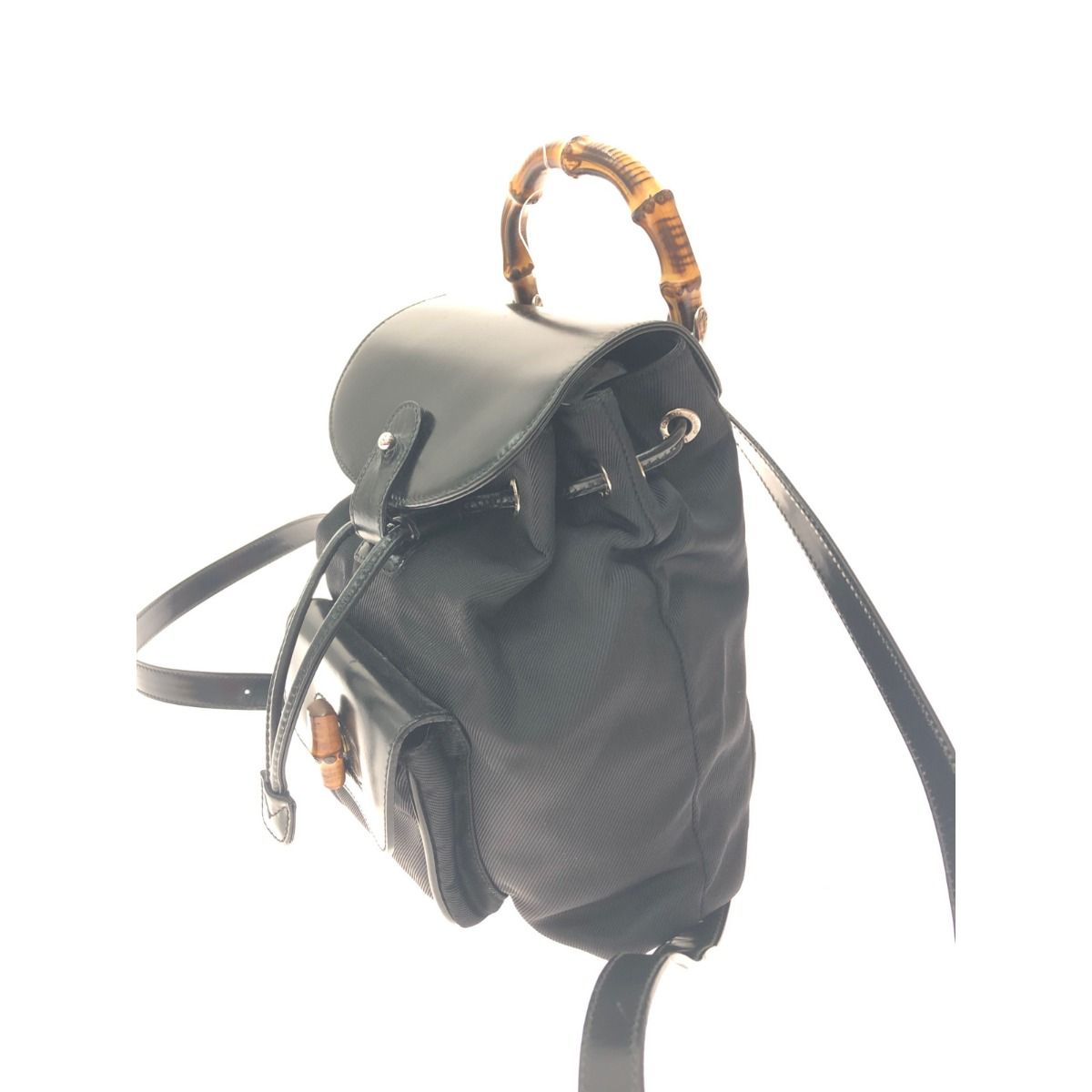 Gucci Women's Backpack Mini Bamboo Nylon Canvas X Leather 0322650030 Black