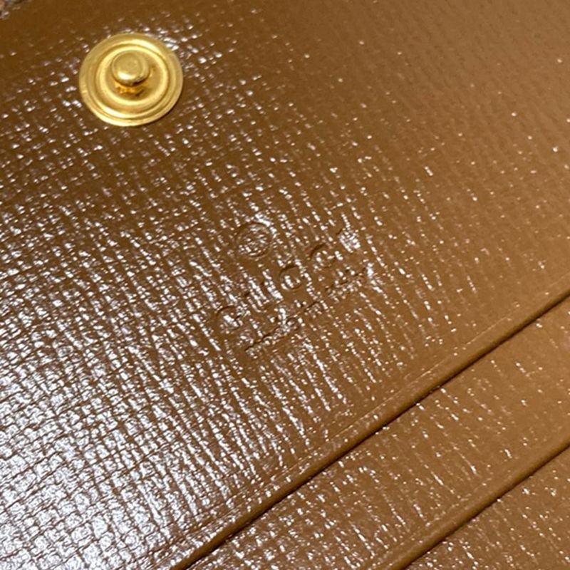 Gucci Business Card Holder GG Plus GG Supreme 648848 Beige And Bordeaux Leather