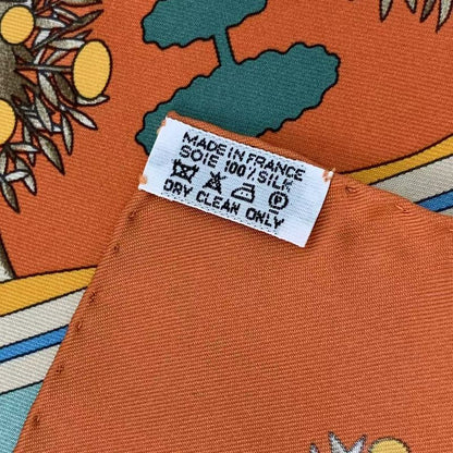 Hermes Carre 90 Scarf Silk Paridaiza Paradise Orange