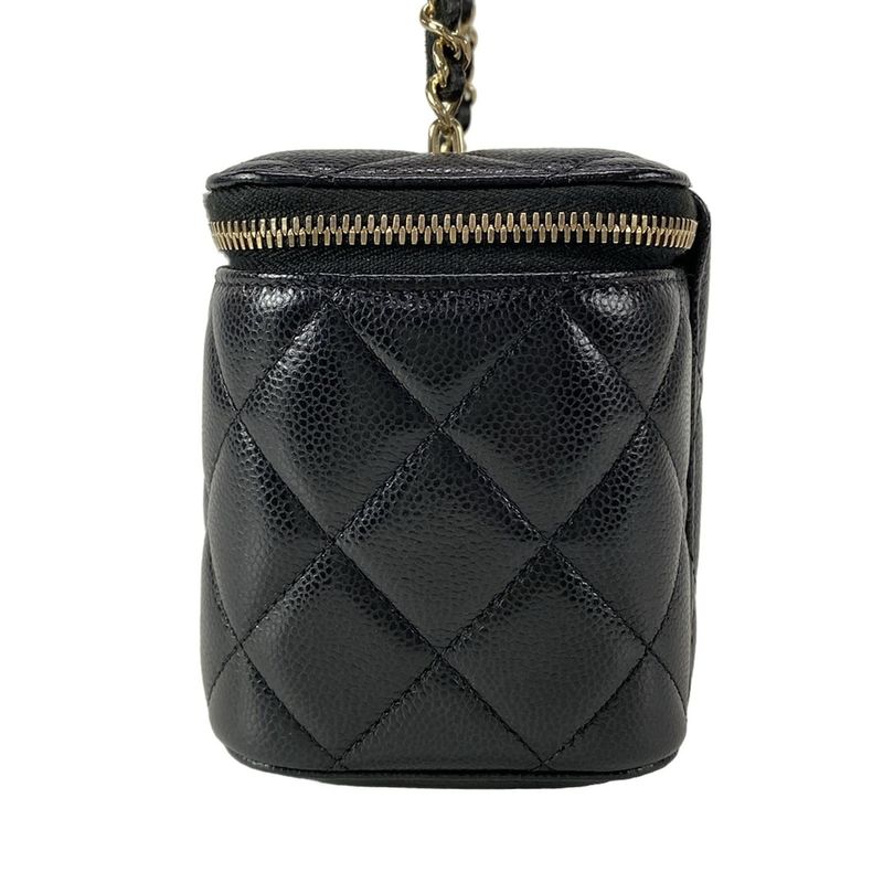 Chanel Vanity Bag Matelasse Ap1341 Black Chain Shoulder/gold Hardware