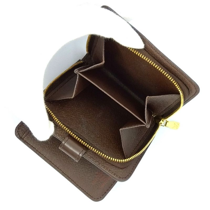 Louis Vuitton Compact Zip Fold Wallet Damier Ebène N61668 Brown Gold Hardware