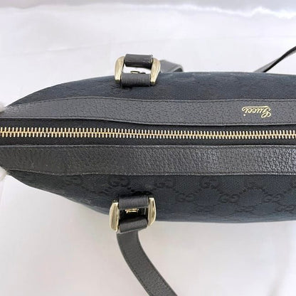 Gucci Tote Bag Black GG Canvas 141470 Excellent Condition Canvas