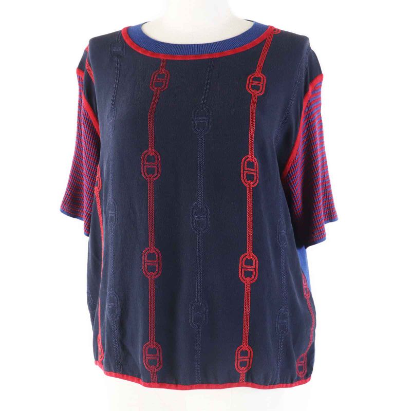 Hermes 23SS 3e2810dv Silk Chaine D'ancre Short Sleeve Knit/ Short Sleeve Knit