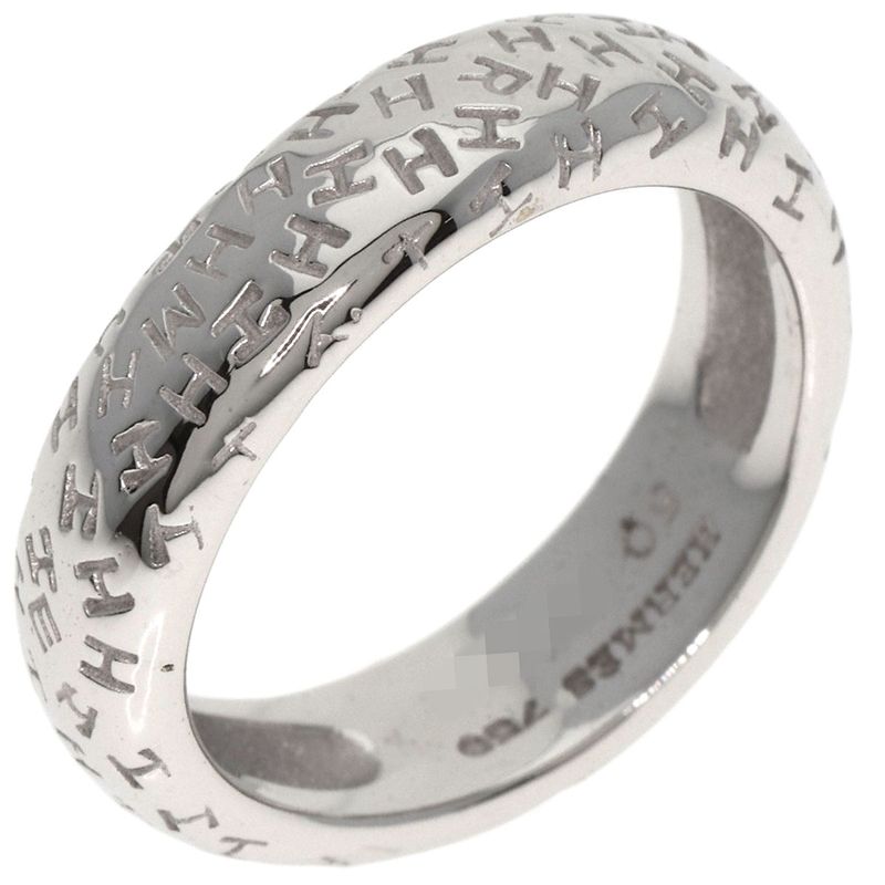 Hermes Toubou Wave #50 Ring 18K White Gold Ladies