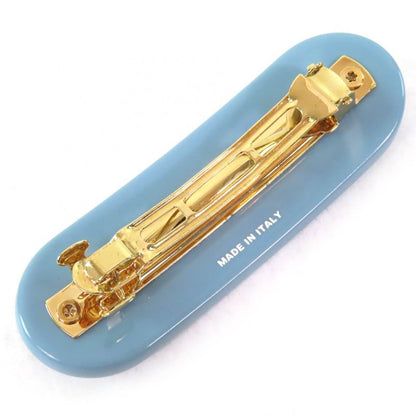 Prada 1if108 Logo Barrette Hair Clip Hairpin Hair Accessory Celeste Light Blue