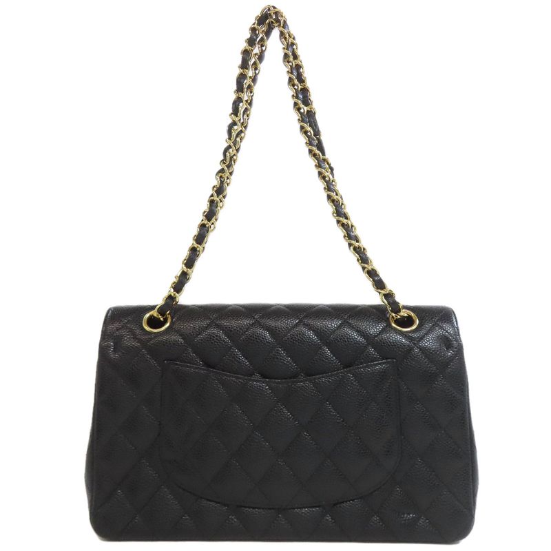 Chanel Double Flap Matelasse Gold Hardware Shoulder Bag Grained Calfskin Women