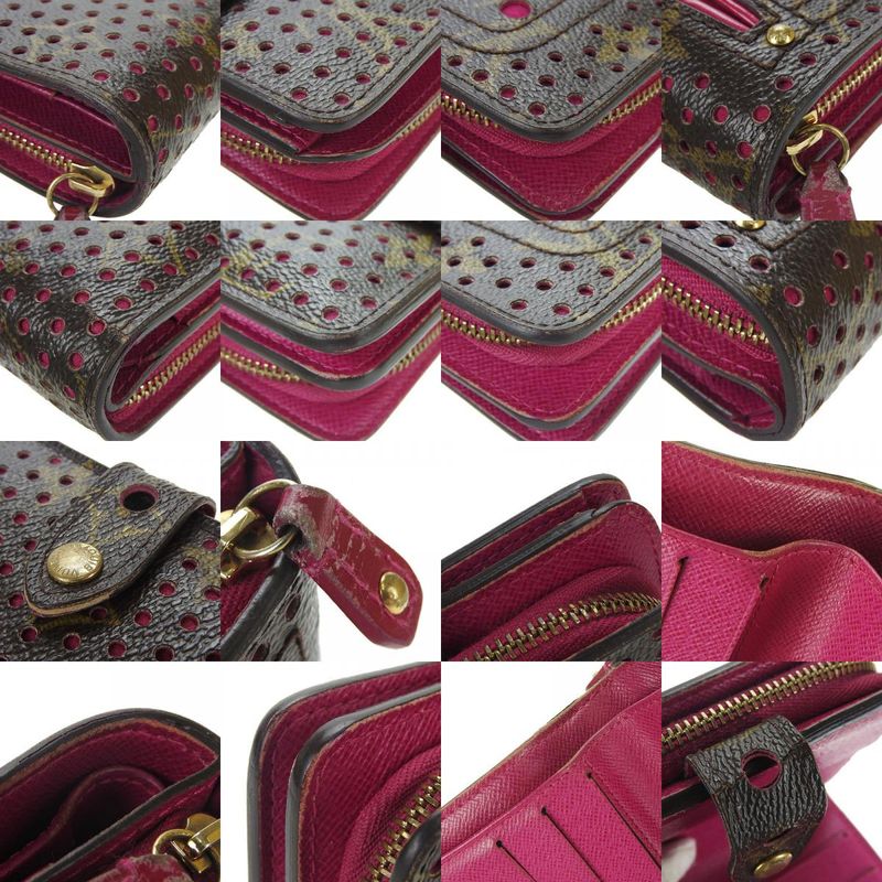 Louis Vuitton Bifold Wallet M95188 Monogram Perfot Fuchsia Brown Gold Hardware