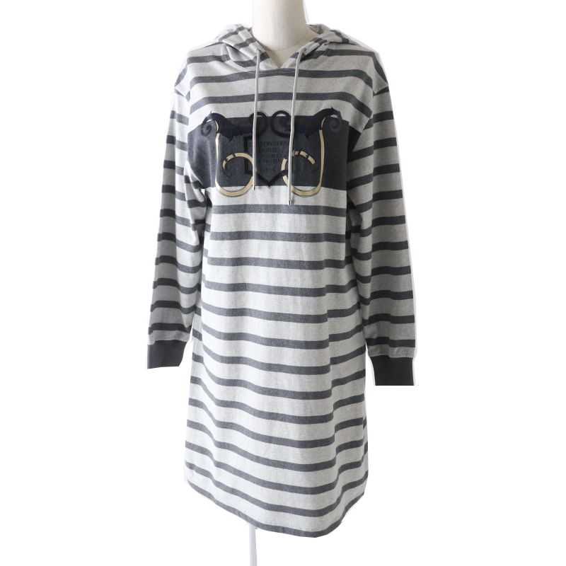 Hermes 21SS L'instruction Du Roy Imperialisme Hoodie Dress Gray Striped 34 Made