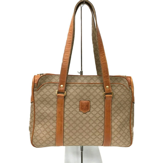 Celine Macadam Pattern Coated Canvas X Leather Bag Brown