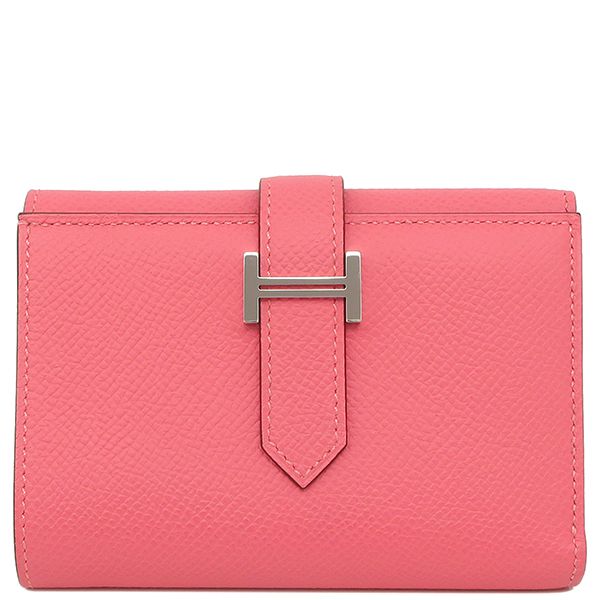 Hermes Trifold Wallet Bearn Combine Vaux Epson Rose Azalea Silver Hardware W