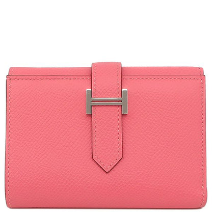 Hermes Trifold Wallet Bearn Combine Vaux Epson Rose Azalea Silver Hardware W