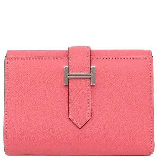 Hermes Trifold Wallet Bearn Combine Vaux Epson Rose Azalea Silver Hardware W