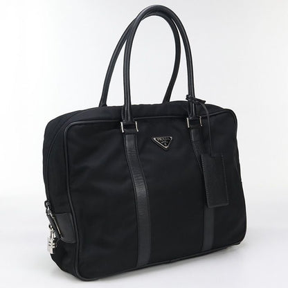 Prada Business Bag Va0702 Briefcase Nylon Saffiano Leather Men's