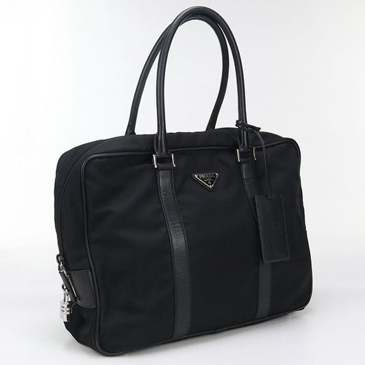 Prada Business Bag Va0702 Briefcase Nylon Saffiano Leather Men's