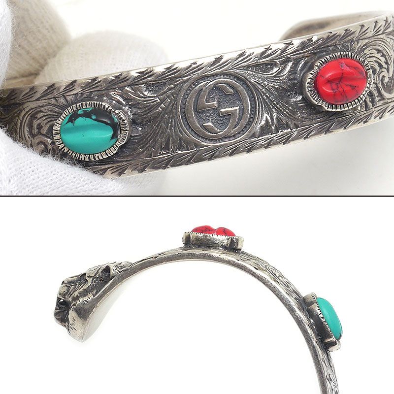 Gucci Cat Head Bangle Size 16 Ag925 Silver Bangle
