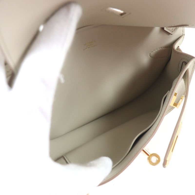 Hermes Gipsyère Mini Beton Evercolor Gold Hardware Handbag Engraved B With Box