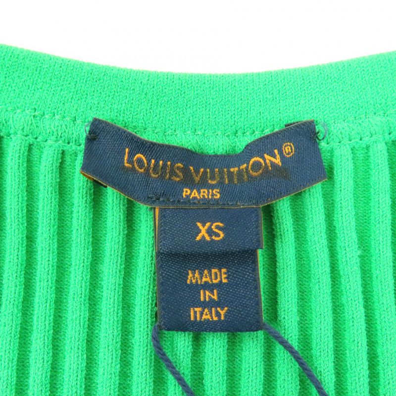 Louis Vuitton 23AW 1ab8cs Chain Decor Cropped Ribbed Tank Top Green XS Made In