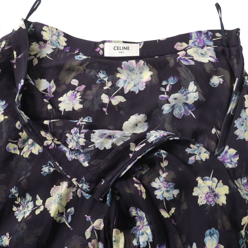 Hermes French Celine 2j368385p Women's Sunburst Pleated Skirt Silk Georgette