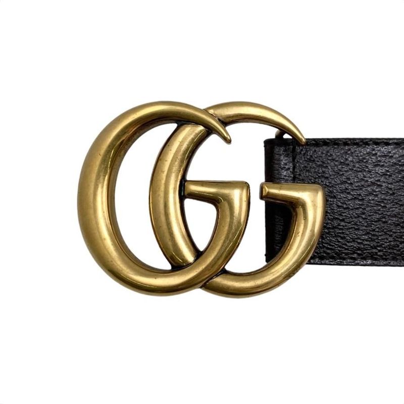 Gucci Wide Belt Double G 406831 Dj20t 1000 Calfskinleather Black Goldhardware