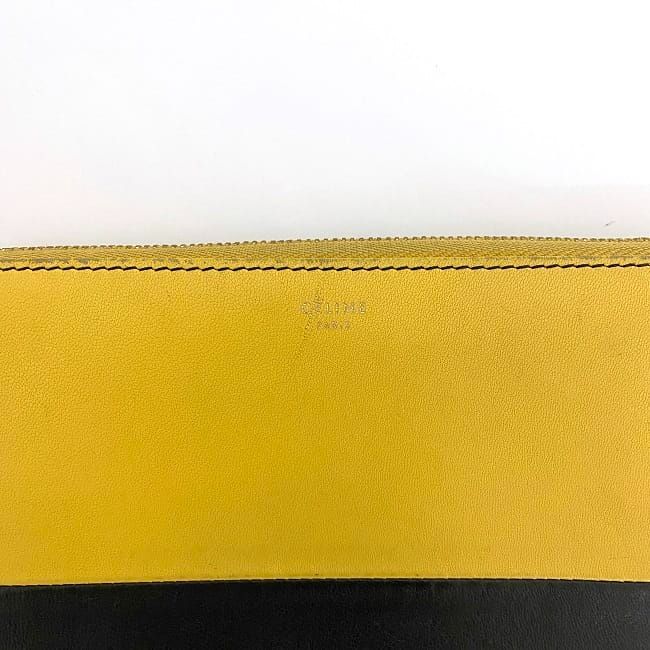 Celine Round Zipper Long Wallet Yellow Black Bicolor Wallet