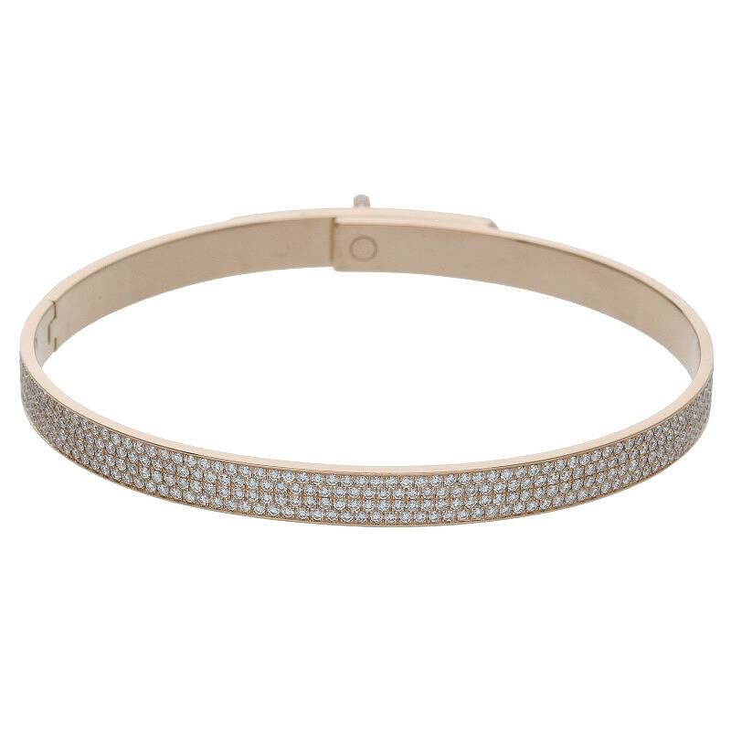 Hermes Kelly PM 18K Full Pave Diamond Bracelet Men's LG