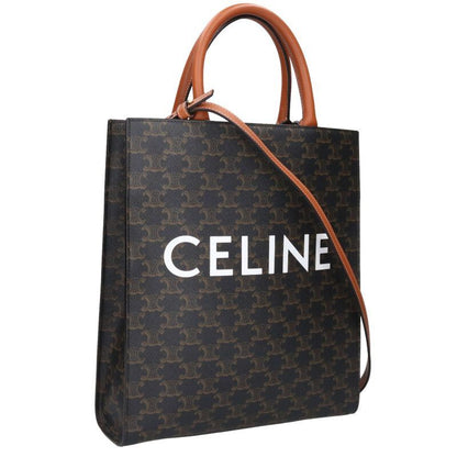 Celine Vertical Cabas Small Triomphe Logo Leather 2WAY Tote Bag Men's