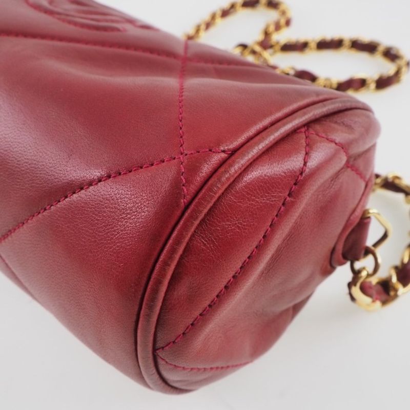 Chanel Chain Shoulder Matelasse Fringe Lambskin Red Ladies Shoulder Bag