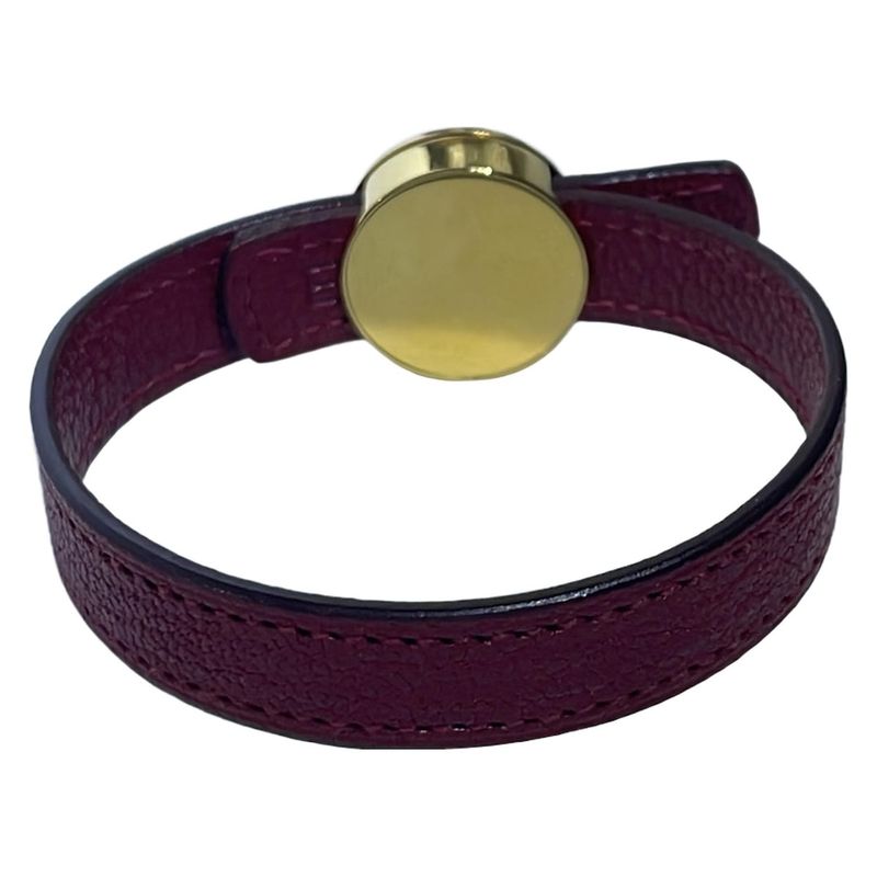 Hermes Bracelet Serie Leather Bordeaux And Gold Hardware
