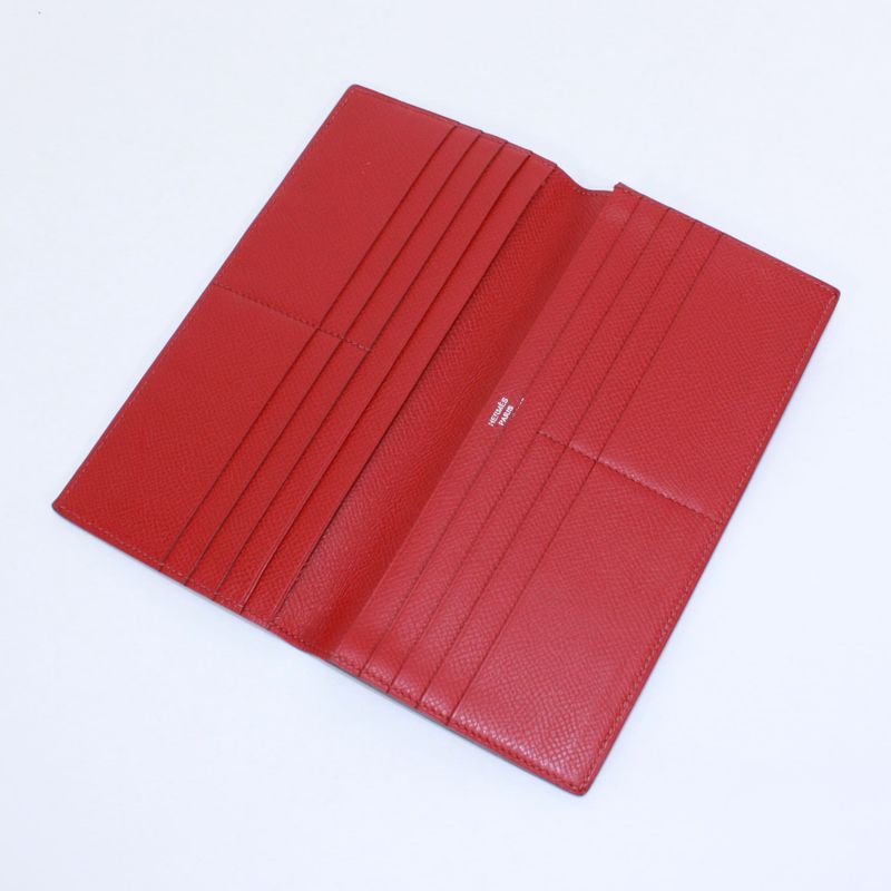 Hermes Courchevel Leather Red Long Wallet