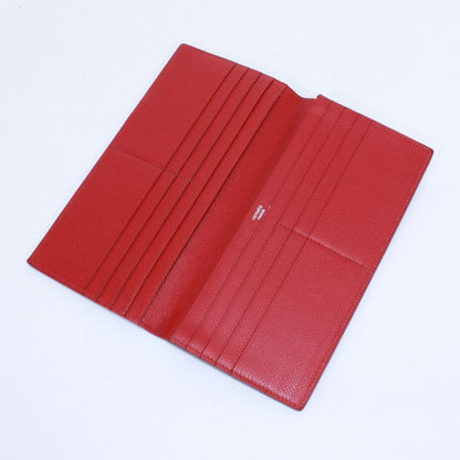 Hermes Courchevel Leather Red Long Wallet