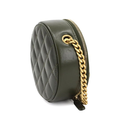 Chanel Matelasse Round Chain Shoulder Bag Lambskin Green Shoulder Bag 90298126