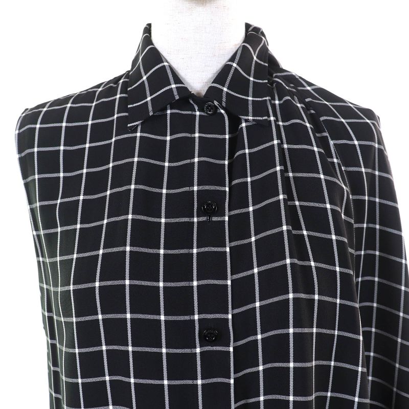 Balenciaga 556247 Checked Asymmetrical Cutoff Oversized Vest Sleeveless Dress