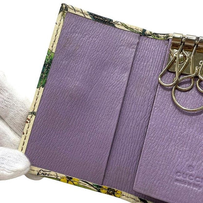 Gucci 6ring Key Case Cream White Green Flora Nice