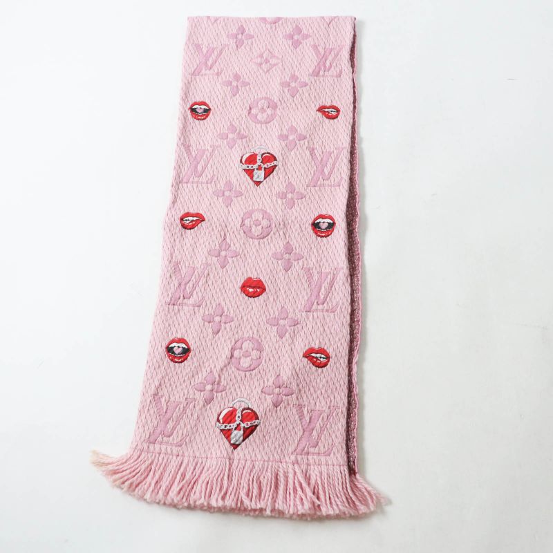 Louis Vuitton M76178 Echarpe Logomania Arafolie Wool Silk Rose