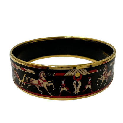 Hermes Bangle Emile GM Ladies Brand GP Black Gold Cloisonne Bangle Fashionable