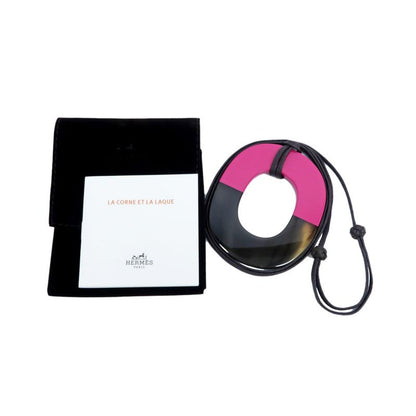 Hermes Necklace Ismu GM Lacquer-buffalo-horn Pink Brown Pendant