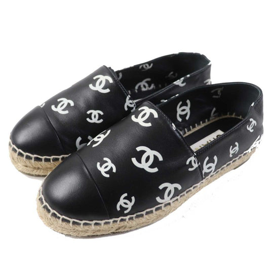 CHANEL 22S G38628 Coco Mark Pattern Espadrilles / Slip-on / Leather Shoes