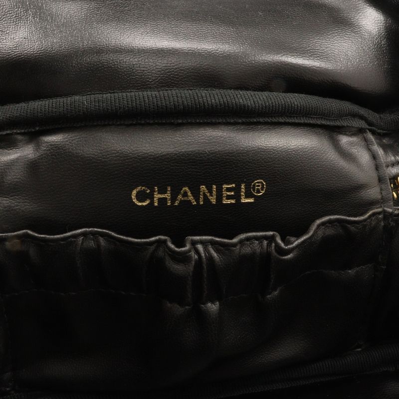 Chanel Vanity Bicolore Handbag Lambskin Black Ladies Pouch