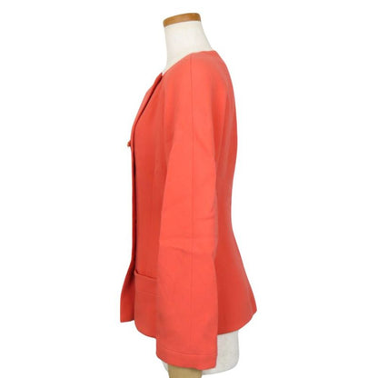 Chanel Collarless Jacket C-tk-5914 Coco Mark 36 Wool Silk Pink Double Apparel