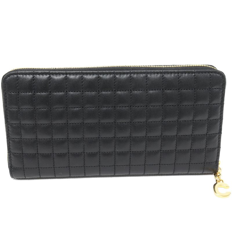 Celine Round Zipper Long Wallet With Change Pocket Ccharm Large Zipped Wallet