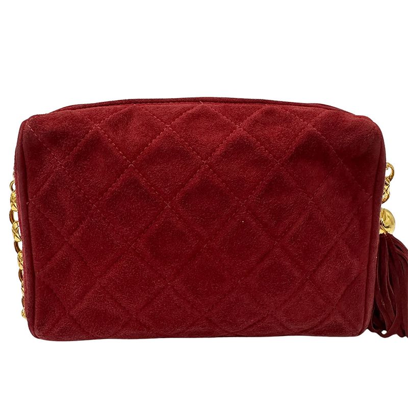 Chanel Bag Women's Brand Shoulder Bag Suede Matelasse Bordeaux Gold Hardware