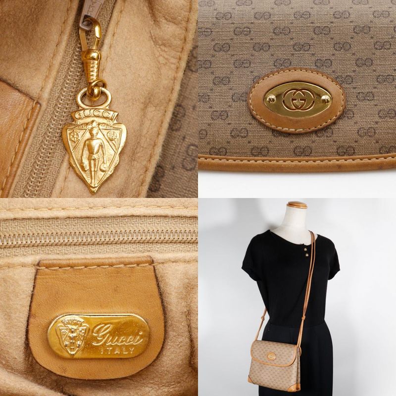 Gucci Old Gucci Micro GG Vintage PVC Beige Women's Shoulder Bag