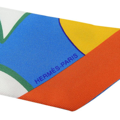 Hermes Twilly Scarf 100% Silk Blue Green Orange Multi Small Accessories Ladies