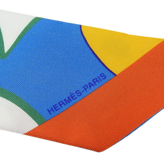 Hermes Twilly Scarf 100% Silk Blue Green Orange Multi Small Accessories Ladies