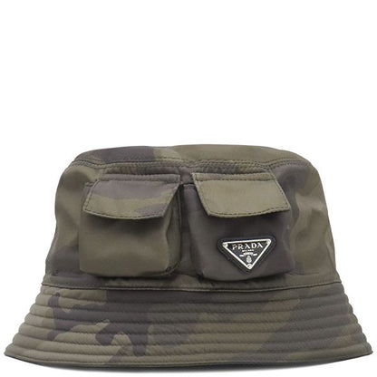 Prada Hat Re-Nylon Pocket Bucket Hat Nylon Camouflage L Camouflage Triangle