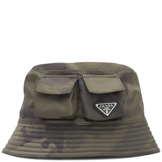 Prada Hat Re-Nylon Pocket Bucket Hat Nylon Camouflage L Camouflage Triangle